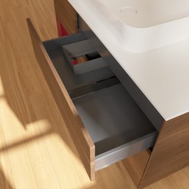 Тумба під раковину Villeroy & Boch Finion 120х50,1 см із підсвічуванням МДФ шпон волоського горіха/скло біле матове F701HBGN