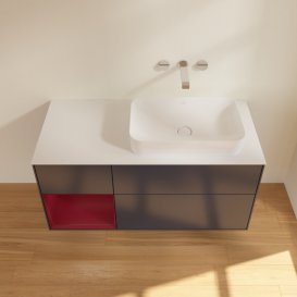 Тумба під раковину Villeroy & Boch Finion 120х50,1 см з підсвічуванням темно-синй матовий лак/скло біле матове G681HBHG