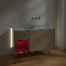 Тумба під раковину Villeroy & Boch Finion 120х50,1 см із підсвічуванням МДФ шпон дуба/скло біле матове G681HBPC