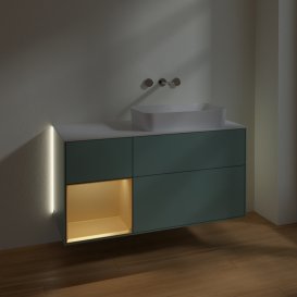 Тумба под раковину Villeroy & Boch Finion 120х50,1 см с подсветкой МДФ оливковый матовый лак/стекло белое матовое G681HFGM