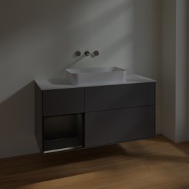 Тумба под раковину Villeroy & Boch Finion 120х50,1 см с подсветкой МДФ антрацит матовый лак/стекло белое матовое F701PDGK