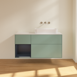 Тумба под раковину Villeroy & Boch Finion 120х50,1 см с подсветкой МДФ оливковый матовый лак/стекло белое матовое G681HGGM