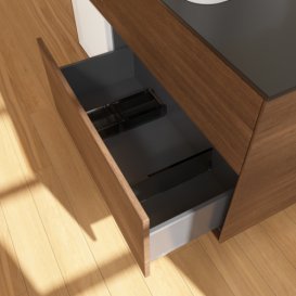 Тумба под раковину Villeroy & Boch Finion 120х50,1 см с подсветкой МДФ шпон грецкого ореха/стекло черное матовое F702GFGN