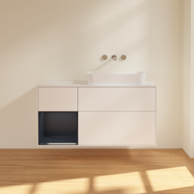 Тумба під раковину Villeroy & Boch Finion 120х50,1 см с подсветкой МДФ білий матовий лак/скло біле матове G681HGMT