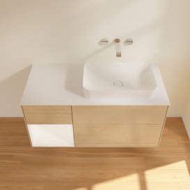 Тумба під раковину Villeroy & Boch Finion 120х50,1 см із підсвічуванням МДФ шпон дуба/скло біле матове G681MTPC