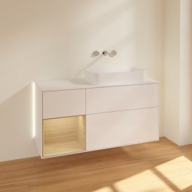 Тумба під раковину Villeroy & Boch Finion 120х50,1 см с подсветкой МДФ білий глянцевий лак/скло біле матове G681PCGF