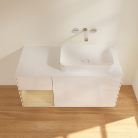 Тумба під раковину Villeroy & Boch Finion 120х50,1 см с подсветкой МДФ білий глянцевий лак/скло біле матове G681PCGF