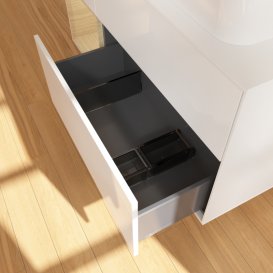 Тумба під раковину Villeroy & Boch Finion 120х50,1 см с подсветкой МДФ білий глянцевий лак/скло біле матове G681PCGF