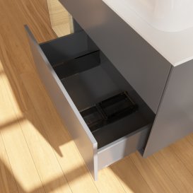 Тумба під раковину Villeroy & Boch Finion 120х50,1 см з підсвічуванням антрацит матовий лак/скло біле матове G681PCGK