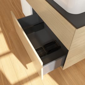 Тумба под раковину Villeroy & Boch Finion 120х50,1 см с подсветкой МДФ шпон дуба/стекло черное матовое G682GFPC