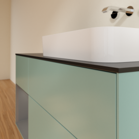 Тумба под раковину Villeroy & Boch Finion 120х50,1 см с подсветкой МДФ оливковый матовый лак/стекло черное матовое G682GKGM