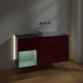 Тумба під раковину Villeroy & Boch Finion 120х50,1 см із підсвічуванням МДФ півонія матовий лак/скло чорне матове G682GMHB