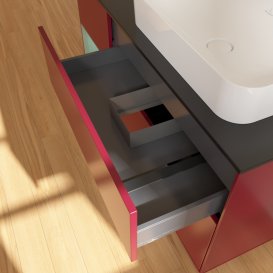 Тумба під раковину Villeroy & Boch Finion 120х50,1 см із підсвічуванням МДФ півонія матовий лак/скло чорне матове G682GMHB