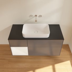 Тумба під раковину Villeroy & Boch Finion 120х50,1 см з підсвічуванням антрацит матовий лак/скло чорне матове F702MTGK