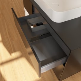 Тумба під раковину Villeroy & Boch Finion 120х50,1 см з підсвічуванням МДФ чорний матовий лак/скло чорне матове F702MTPD