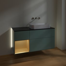 Тумба под раковину Villeroy & Boch Finion 120х50,1 см с подсветкой МДФ оливковый матовый лак/стекло черное матовое G682HFGM