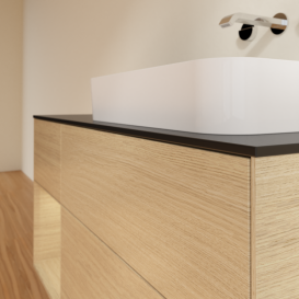 Тумба под раковину Villeroy & Boch Finion 120х50,1 см с подсветкой МДФ шпон дуба/стекло черное матовое G682PCPC