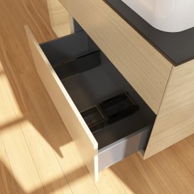 Тумба под раковину Villeroy & Boch Finion 120х50,1 см с подсветкой МДФ шпон дуба/стекло черное матовое G682PCPC