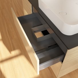 Тумба под раковину Villeroy & Boch Finion 120х50,1 см с подсветкой МДФ шпон дуба/стекло черное матовое G682PCPC