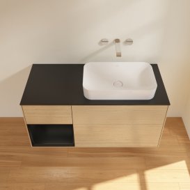 Тумба под раковину Villeroy & Boch Finion 120х50,1 см с подсветкой МДФ шпон дуба/стекло черное матовое G682PDPC