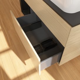 Тумба под раковину Villeroy & Boch Finion 120х50,1 см с подсветкой МДФ шпон дуба/стекло черное матовое G682PDPC