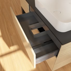 Тумба под раковину Villeroy & Boch Finion 120х50,1 см с подсветкой МДФ шпон дуба/стекло черное матовое G682PDPC