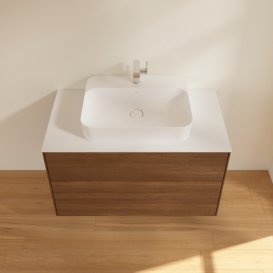 Тумба под раковину Villeroy & Boch Finion 100х50,1 см МДФ шпон грецкого ореха/стекло белое матовое F35100GN