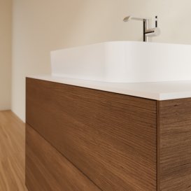 Тумба под раковину Villeroy & Boch Finion 100х50,1 см МДФ шпон грецкого ореха/стекло белое матовое F35100GN