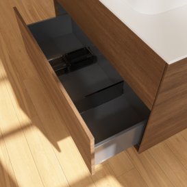 Тумба под раковину Villeroy & Boch Finion 100х50,1 см МДФ шпон грецкого ореха/стекло белое матовое F35100GN