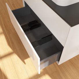 Тумба під раковину Villeroy & Boch Finion 100х50,1 см МДФ білий глянцевий лак/скло чорне матове F35200GF