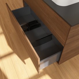 Тумба под раковину Villeroy & Boch Finion 100х50,1 см ДСП шпон грецкого ореха/стекло черное матовое F35200GN