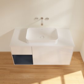 Тумба під раковину Villeroy & Boch Finion 120х50,1 см з підсвіткою МДФ білий глянцевий лак/скло біле матове F701HGGF