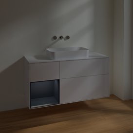 Тумба під раковину Villeroy & Boch Finion 120х50,1 см з підсвіткою МДФ білий глянцевий лак/скло біле матове F701HGGF