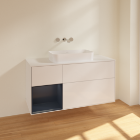 Тумба під раковину Villeroy & Boch Finion 120х50,1 см з підсвіткою МДФ білий глянцевий лак/скло біле матове F701HGGF