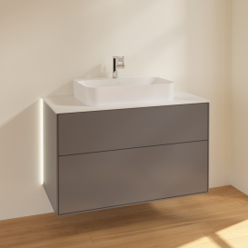 Тумба під раковину Villeroy & Boch Finion 100х50,1 см з підсвічуванням МДФ антрацит матовий лак/скло біле матове G35100GK