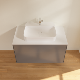 Тумба під раковину Villeroy & Boch Finion 100х50,1 см з підсвічуванням МДФ антрацит матовий лак/скло біле матове G35100GK