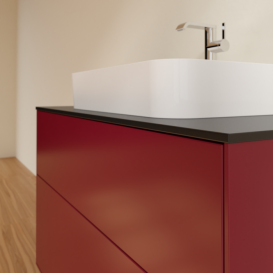 Тумба под раковину Villeroy & Boch Finion 100х50,1 см с подсветкой МДФ пион матовый лак/стекло черное матовое G35200HB