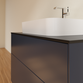 Тумба под раковину Villeroy & Boch Finion 100х50,1 см с подсветкой МДФ темно-синий матовый лак/стекло черное матовое G35200HG