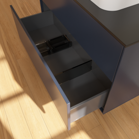 Тумба под раковину Villeroy & Boch Finion 100х50,1 см с подсветкой МДФ темно-синий матовый лак/стекло черное матовое G35200HG