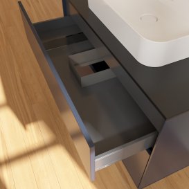 Тумба под раковину Villeroy & Boch Finion 100х50,1 см с подсветкой МДФ темно-синий матовый лак/стекло черное матовое G35200HG