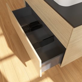 Тумба под раковину Villeroy & Boch Finion 100х50,1 см с подсветкой МДФ шпон дуба/стекло черное матовое G35200PC