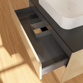 Тумба под раковину Villeroy & Boch Finion 100х50,1 см с подсветкой МДФ шпон дуба/стекло черное матовое G35200PC