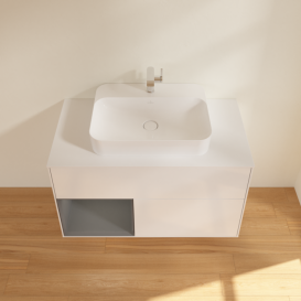 Тумба под раковину Villeroy & Boch Finion 100х50,1 см с подсветкой МДФ глянцевый белый лак/стекло белое матовое F361GKGF