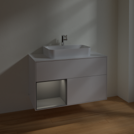 Тумба под раковину Villeroy & Boch Finion 100х50,1 см с подсветкой МДФ глянцевый белый лак/стекло белое матовое F361GKGF