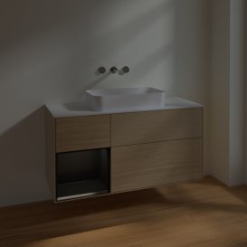 Тумба под раковину Villeroy & Boch Finion 120х50,1 см с подсветкой МДФ шпон дуба/стекло белое матовое F701PDPC