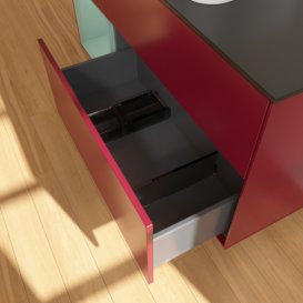 Тумба під раковину Villeroy & Boch Finion 120х50,1 см з підсвічуванням МДФ півонія матовий лак/скло чорне матове F702GMHB