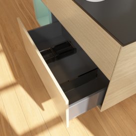 Тумба под раковину Villeroy & Boch Finion 120х50,1 см с подсветкой МДФ шпон дуба/стекло черное матовое F702GMPC