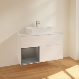 Тумба под раковину Villeroy & Boch Finion 100х50,1 см с подсветкой МДФ белый матовый лак/стекло белое матовое F361GKMT