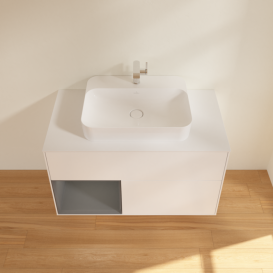 Тумба под раковину Villeroy & Boch Finion 100х50,1 см с подсветкой МДФ белый матовый лак/стекло белое матовое F361GKMT