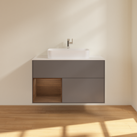 Тумба под раковину Villeroy & Boch Finion 100х50,1 см с подсветкой МДФ антрацит матовый лак/стекло белое матовое F361GNGK